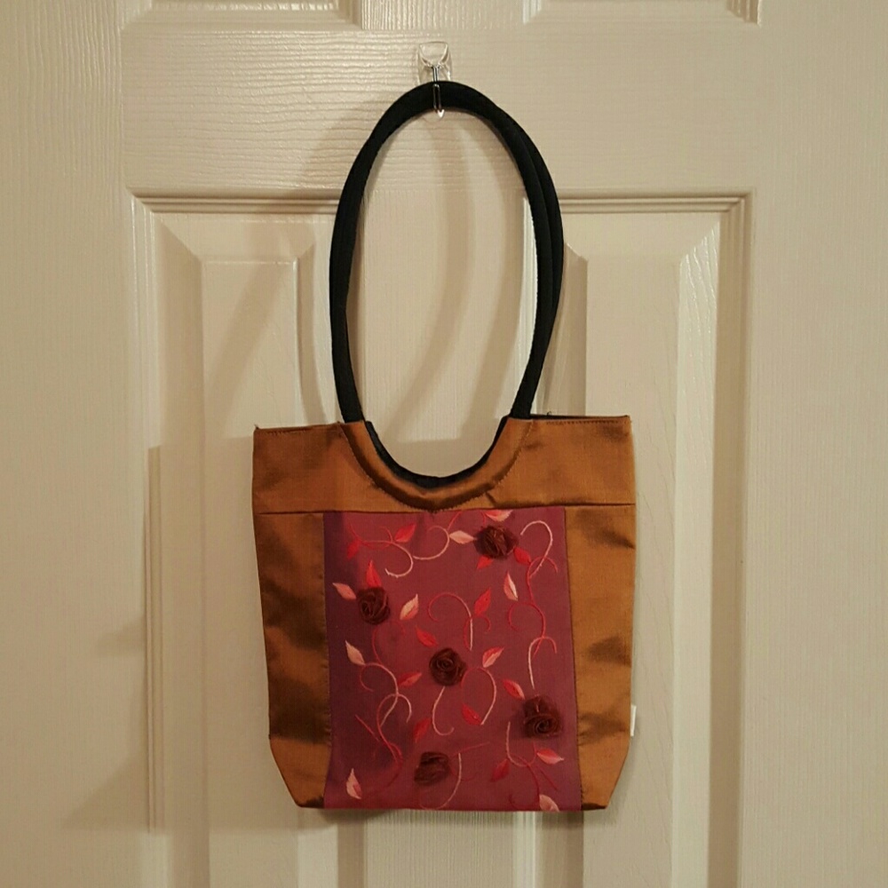 BEAUTIFUL VINTAGE ROSETTE HANDBAG TOTE